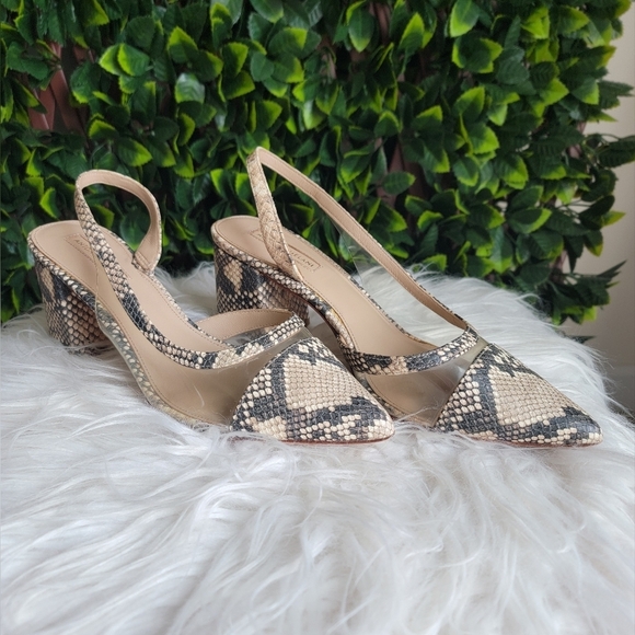 Antonio Melani Braylene Snake Print Leather Slingback Block Heel Women's Size 9 - Picture 5 of 11